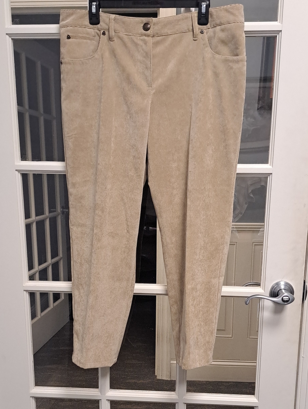 New Directions Beige Corduroy Cropped Tapered Pants P14